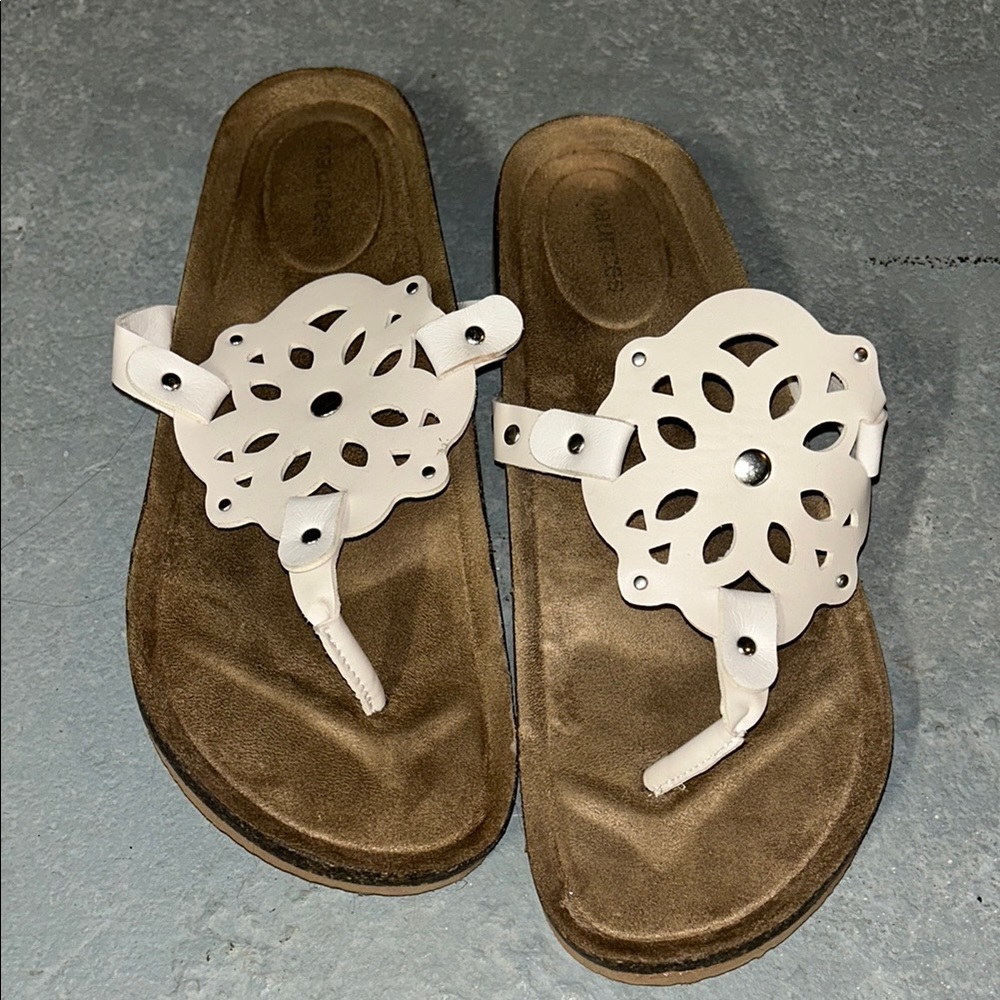 White Sandals with Cutout Design